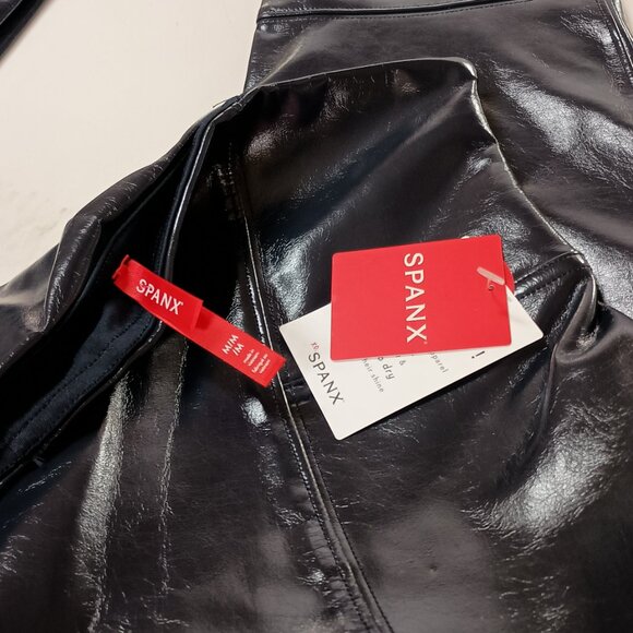 NEW! SPANX BLUE PATENT FAUX LEATHER LEGGINGS - Picture 3 of 10